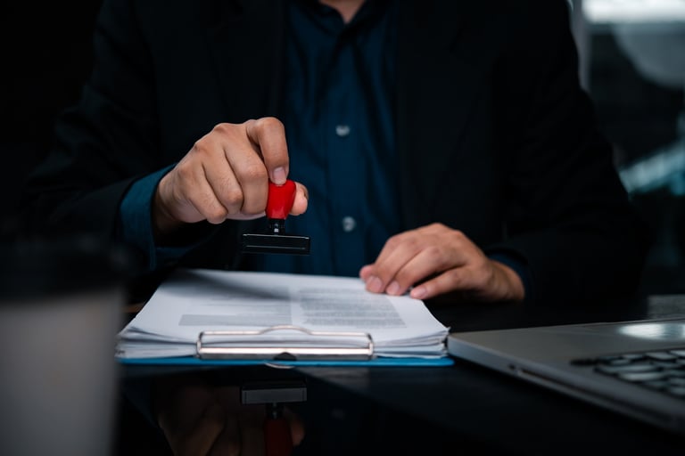 Notary stamping document